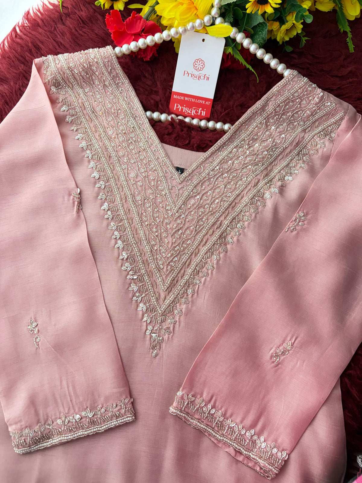 Purple Zardozi Embroidered Kurta Set for Women with Pants & Dupatta | Festive Ethnic wear