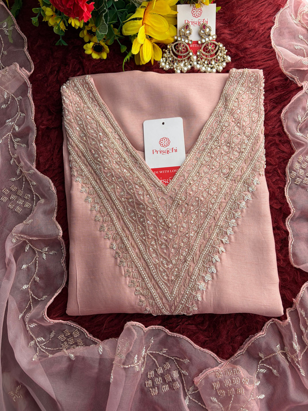 Purple Zardozi Embroidered Kurta Set for Women with Pants & Dupatta | Festive Ethnic wear