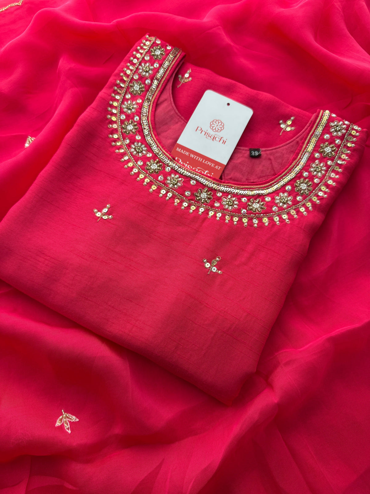 Designer Pink Embroidered Ethnic Kurta Set with Pant & Dupatta