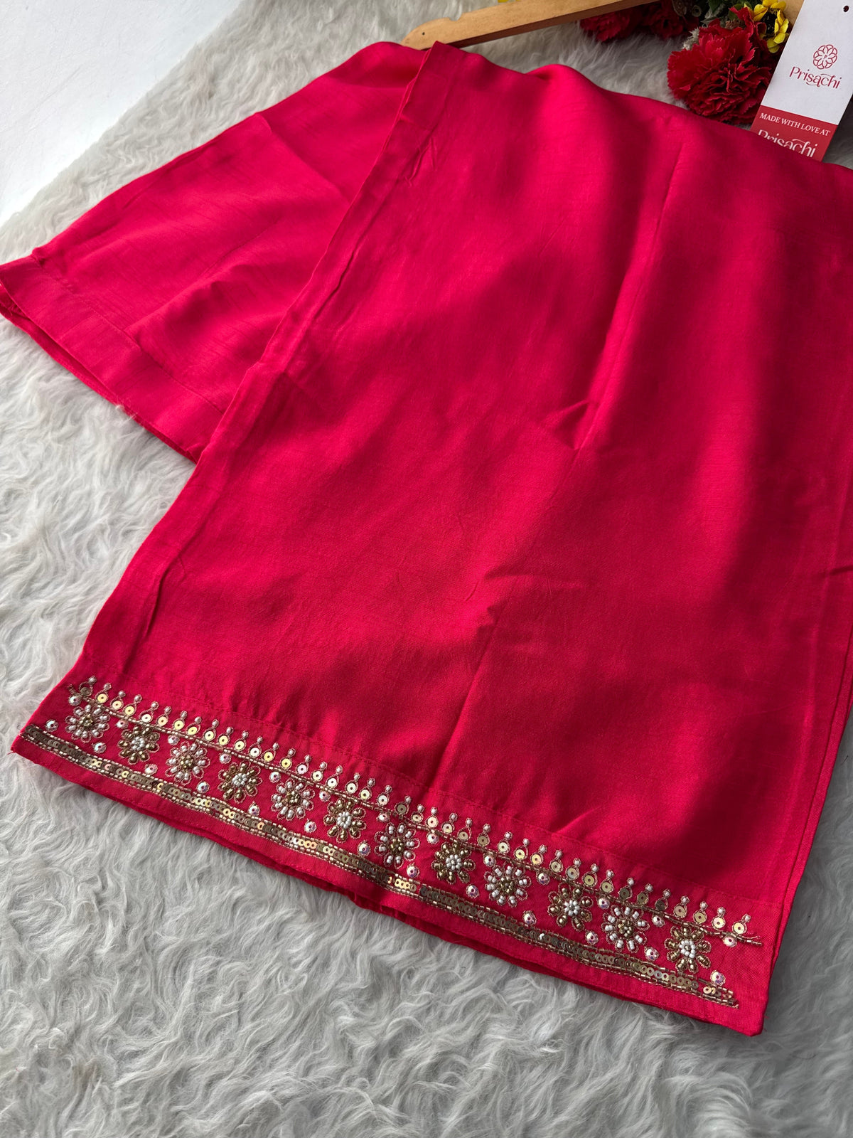 Designer Pink Embroidered Ethnic Kurta Set with Pant & Dupatta