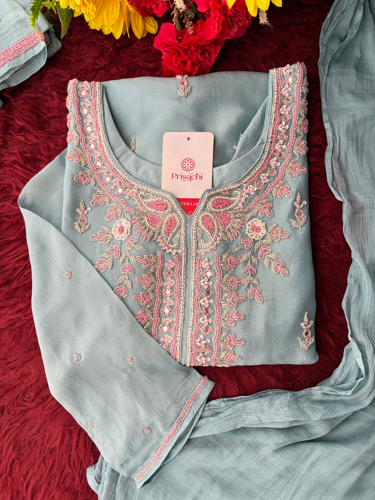 Blue Zardozi Embroidered Sharara Suit Set with Dupatta | Festive & Wedding Ethnic Wear