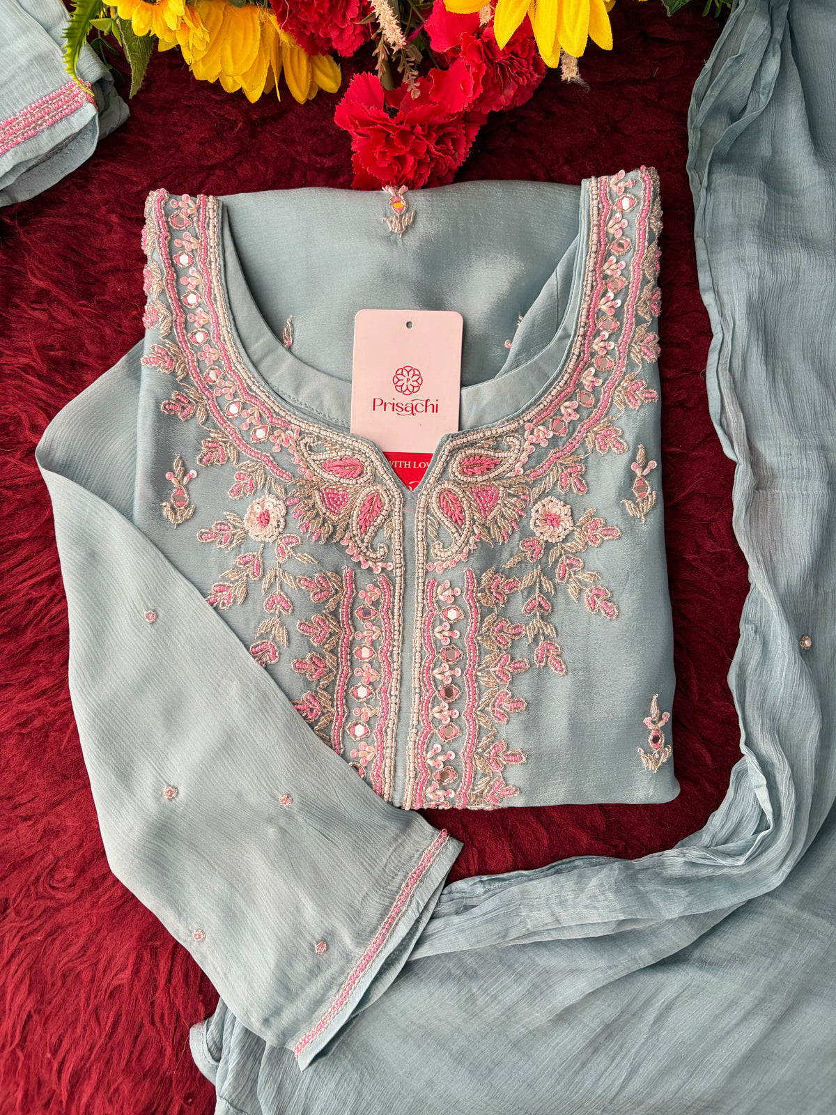 Blue Zardozi Embroidered Sharara Suit Set with Dupatta | Festive & Wedding Ethnic Wear