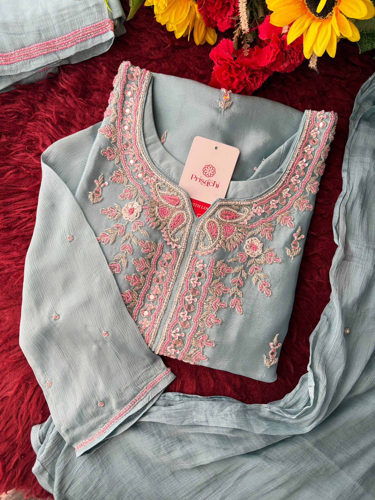 Blue Zardozi Embroidered Sharara Suit Set with Dupatta | Festive & Wedding Ethnic Wear