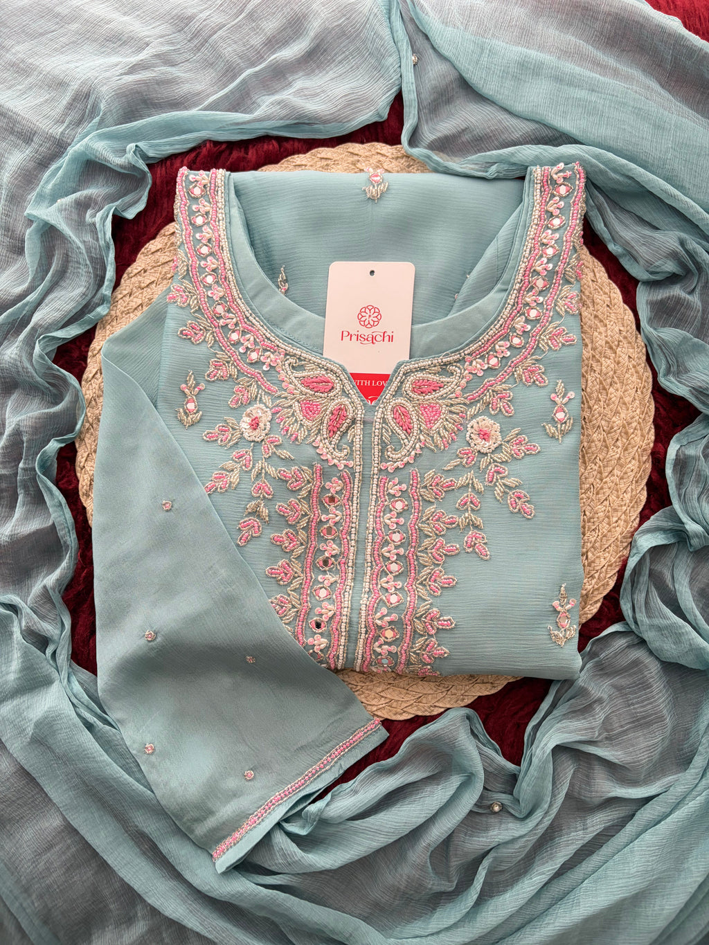 Blue Zardozi Embroidered Sharara Suit Set with Dupatta | Festive & Wedding Ethnic Wear