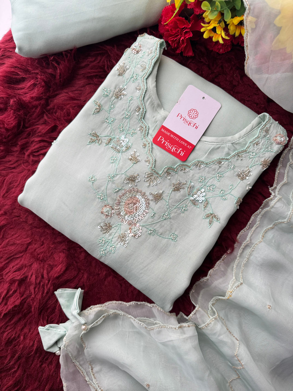 Sky Blue Zardozi Embroidered Sharara Suit Set with Dupatta | Festive & Wedding Ethnic Wear
