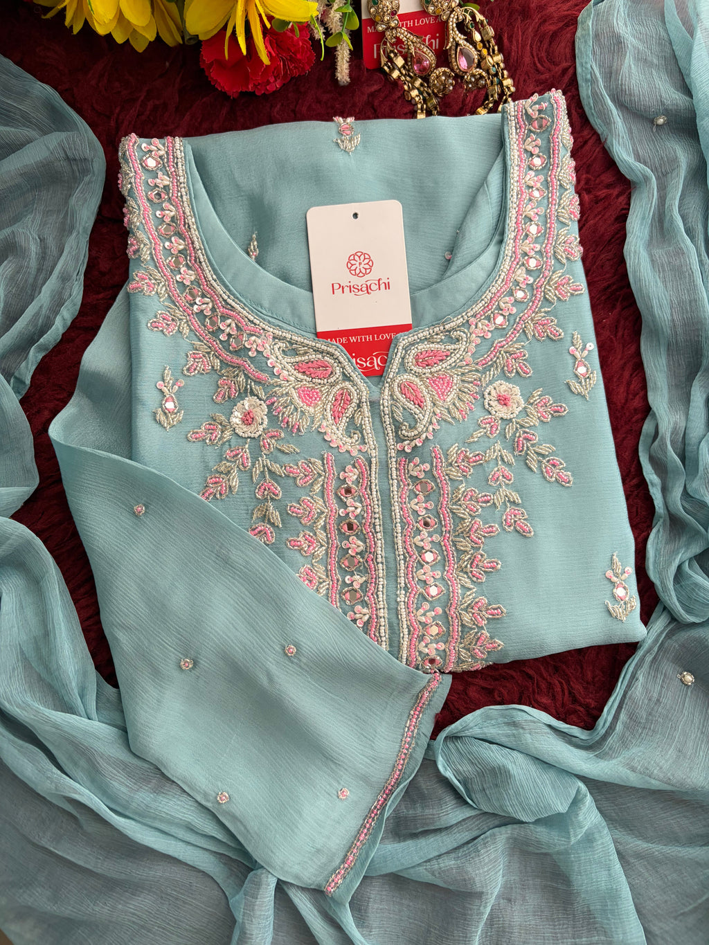 Blue Zardozi Embroidered Sharara Suit Set with Dupatta | Festive & Wedding Ethnic Wear