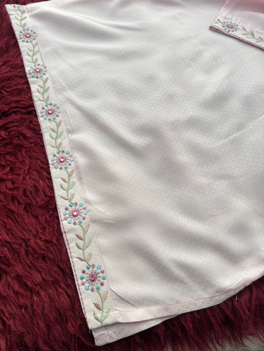 Baby Pink Short Straight Embroidered Kurti for Women | Casual Office Wear Ethnic