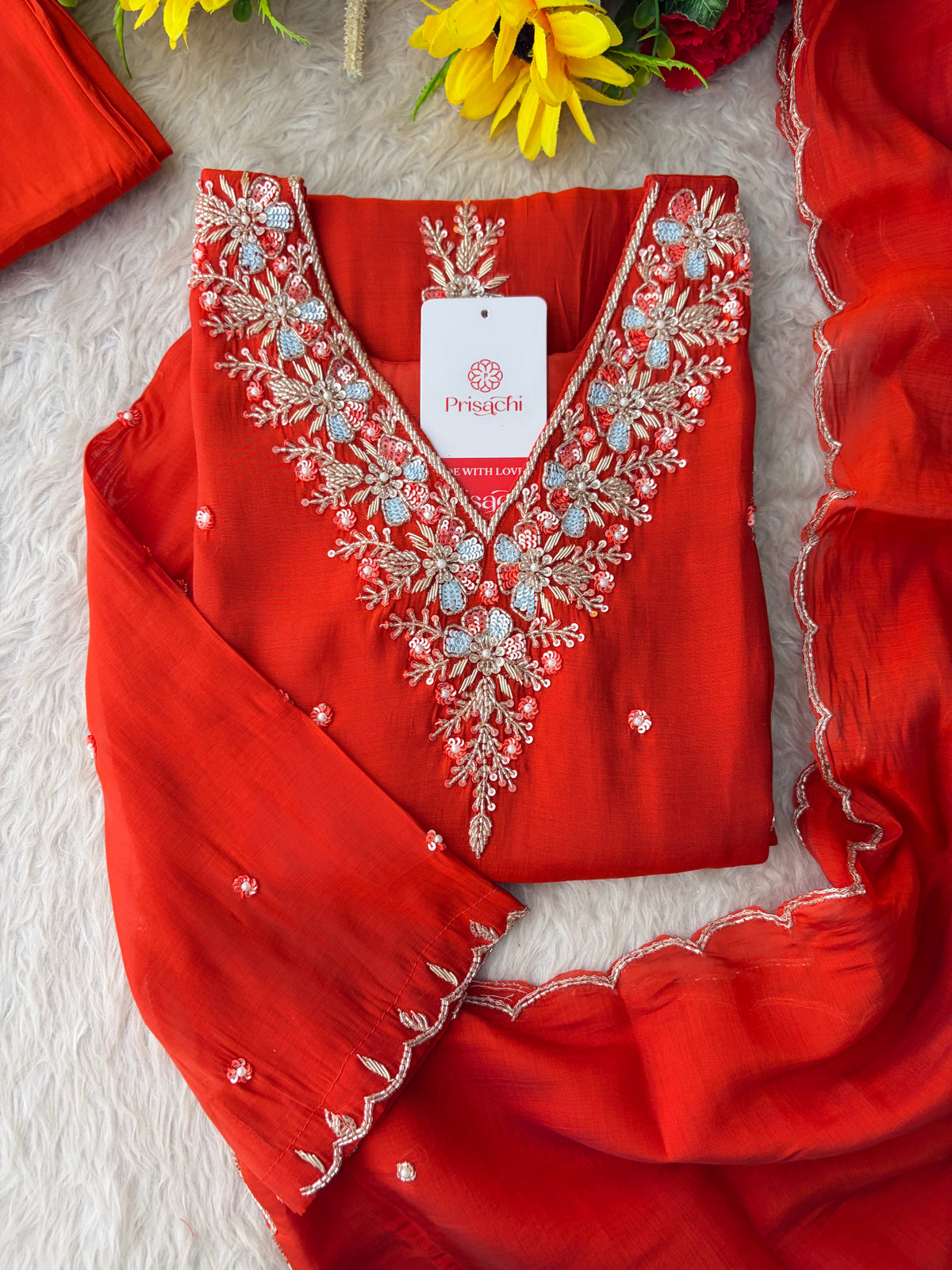 Pink Zardozi Embroidered Ethnic Kurta Set for Women with Dupatta & Pants | Festive Party Wear Suit Set