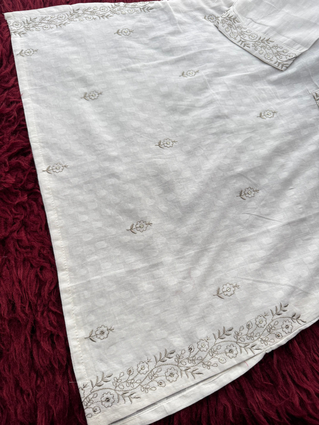 Elegant White Short Straight Embroidered Kurti for Women | Casual Office Wear Ethnic