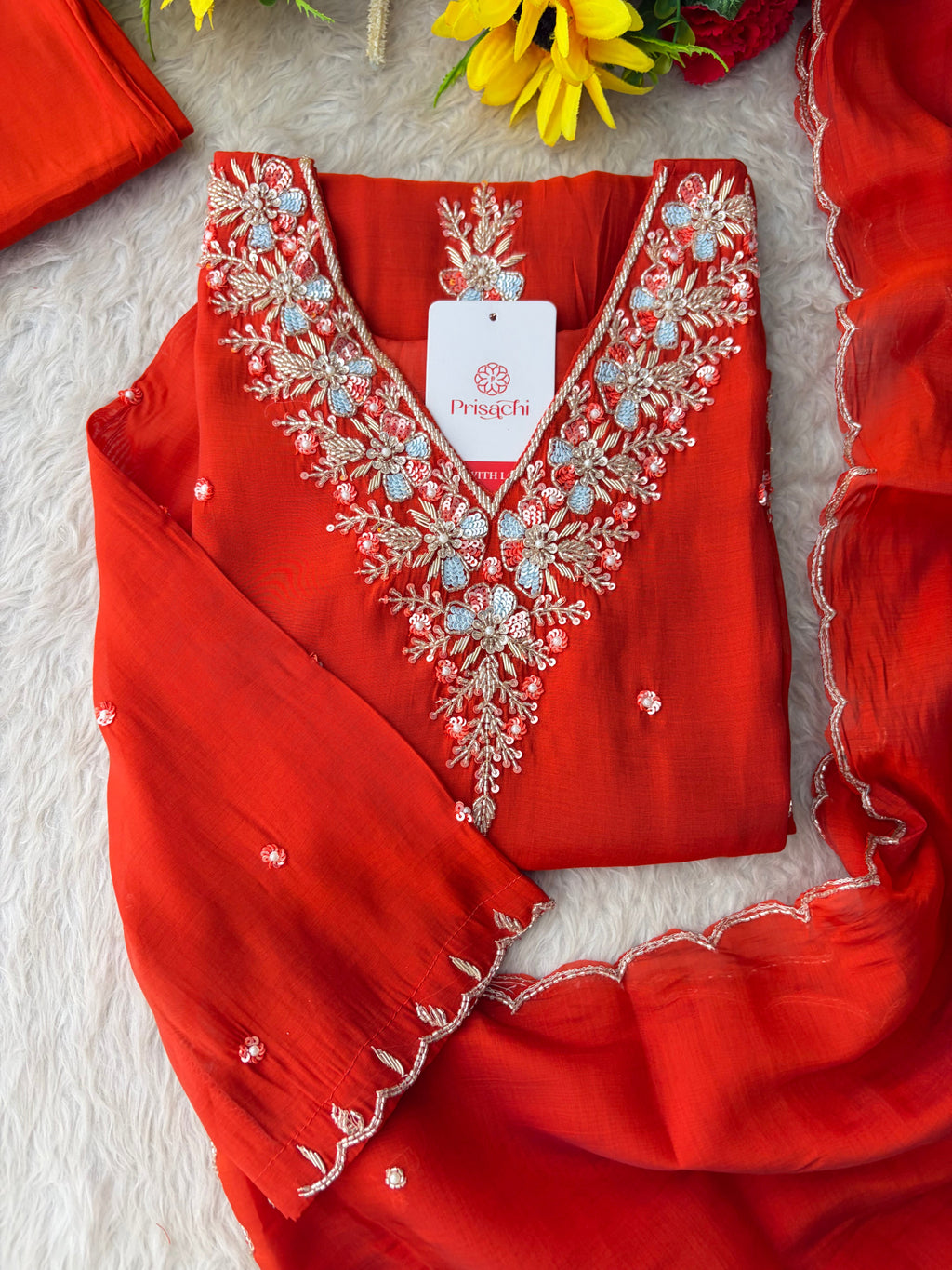 Pink Zardozi Embroidered Ethnic Kurta Set for Women with Dupatta & Pants | Festive Party Wear Suit Set
