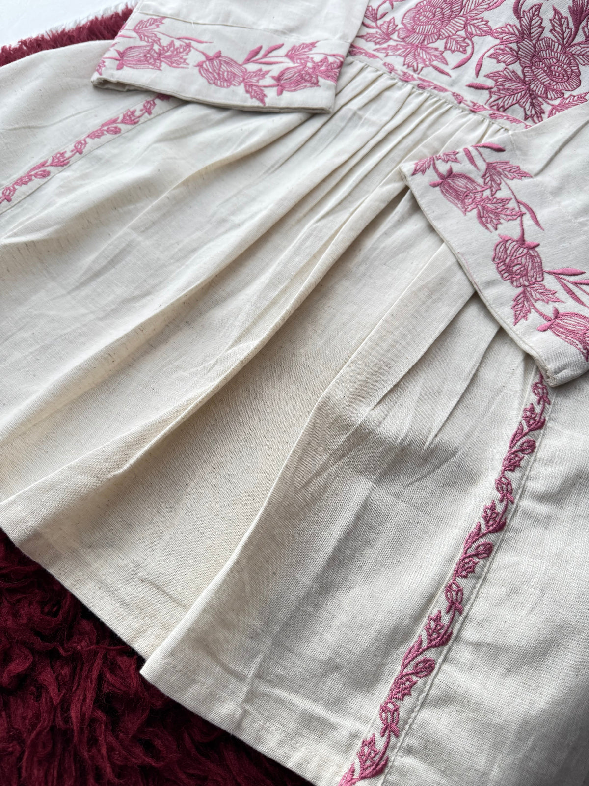 Off White Short Straight Embroidered Kurti for Women | Casual Office Wear Ethnic Tunic