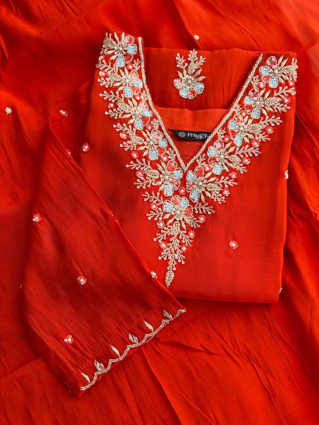 Pink Zardozi Embroidered Ethnic Kurta Set for Women with Dupatta & Pants | Festive Party Wear Suit Set