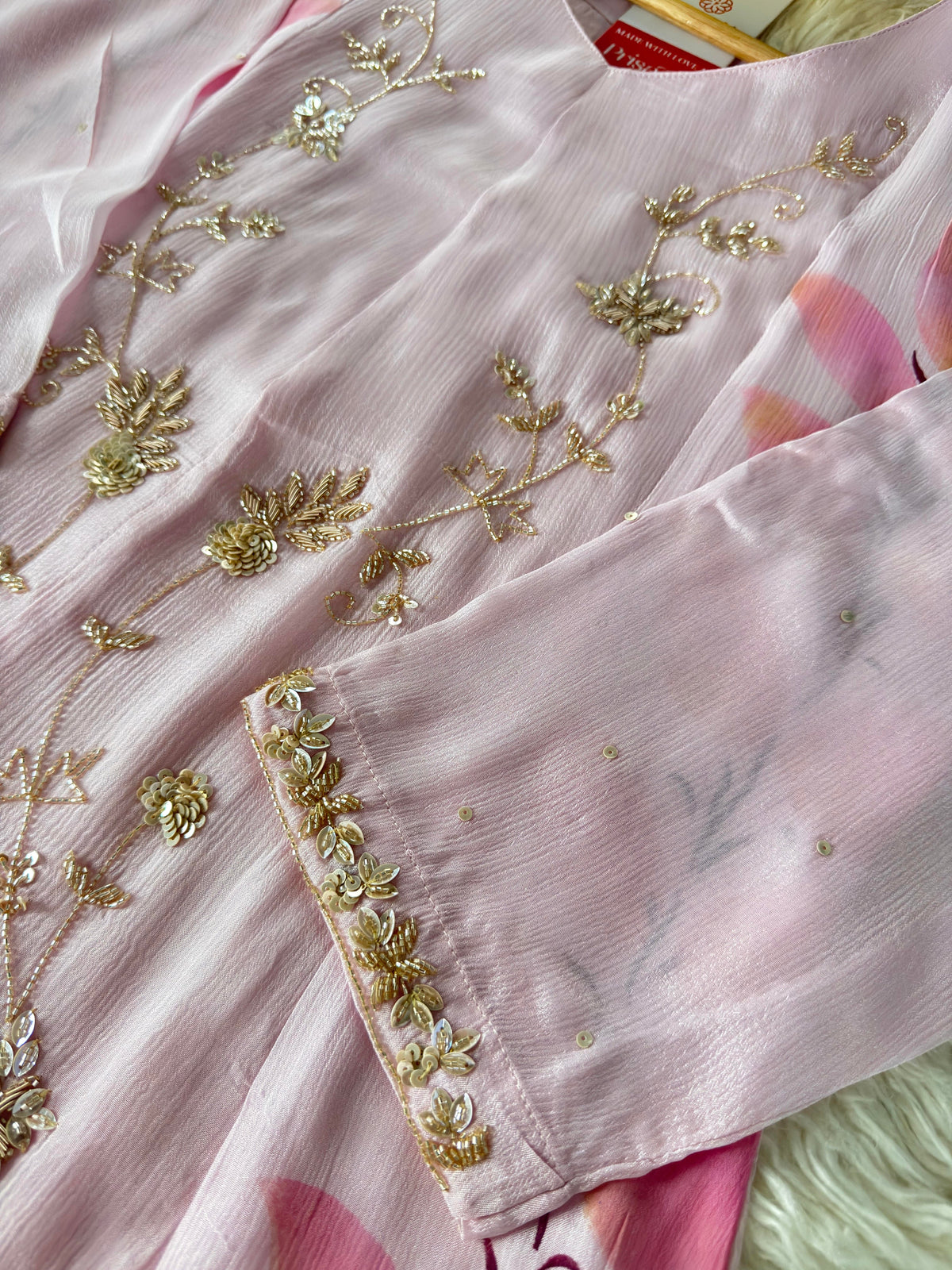 Prisachi Pink Embroidered kurta set with dupatta