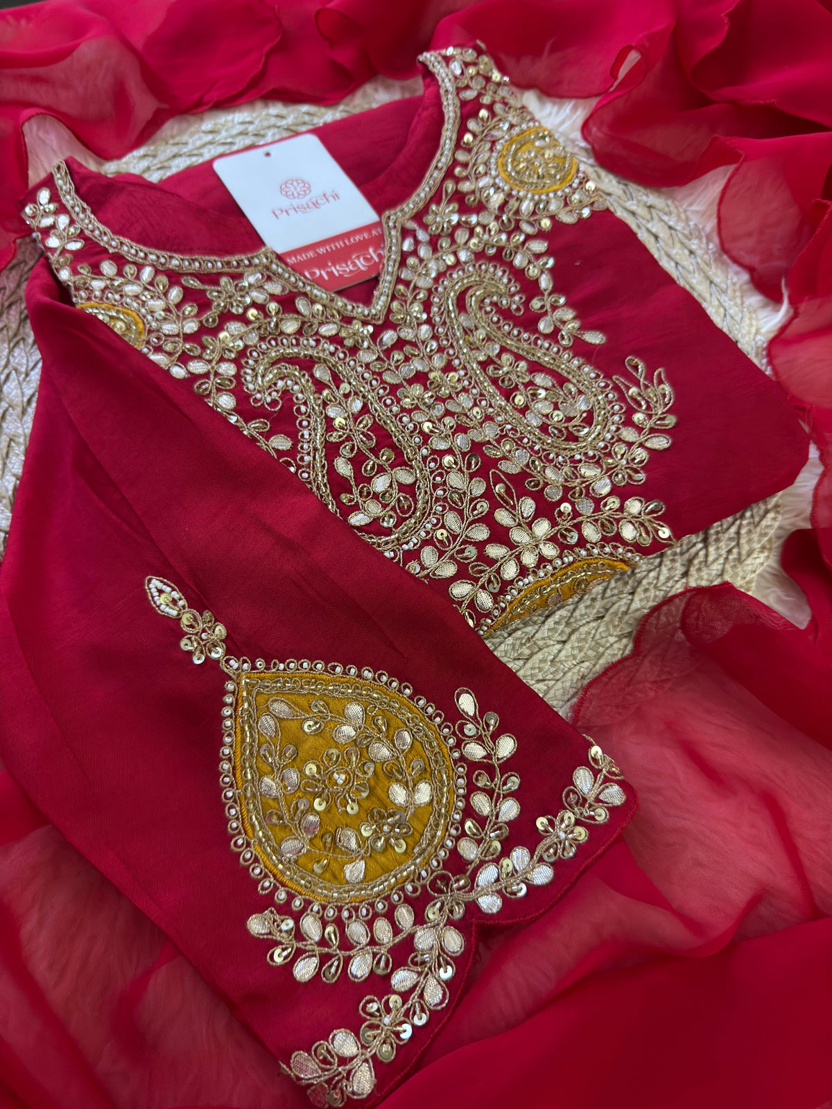Prisachi Designer Embroidered kurta pant with dupatta
