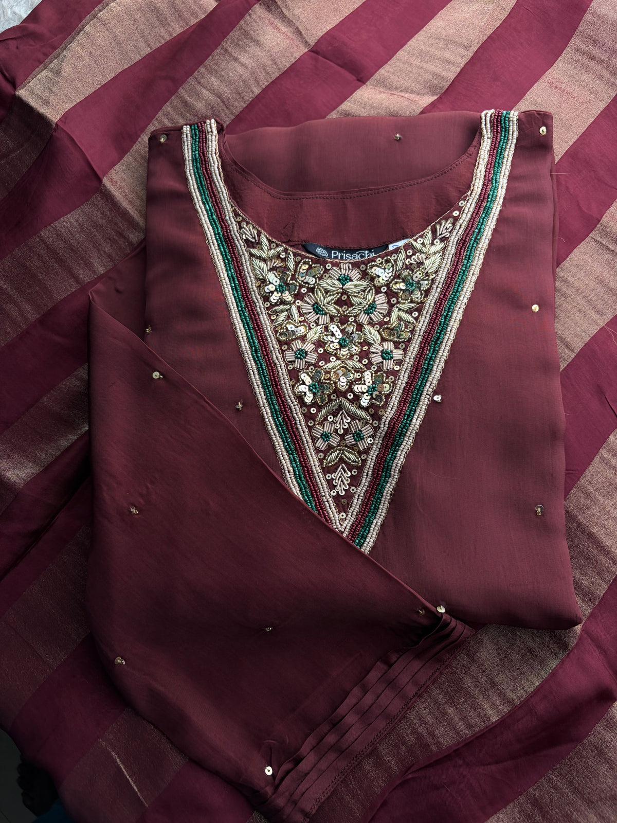 Brown Embroidered Kurta Set with Palazzo Pants & Dupatta | Festive & Party Wear Ethnic Sharara Set