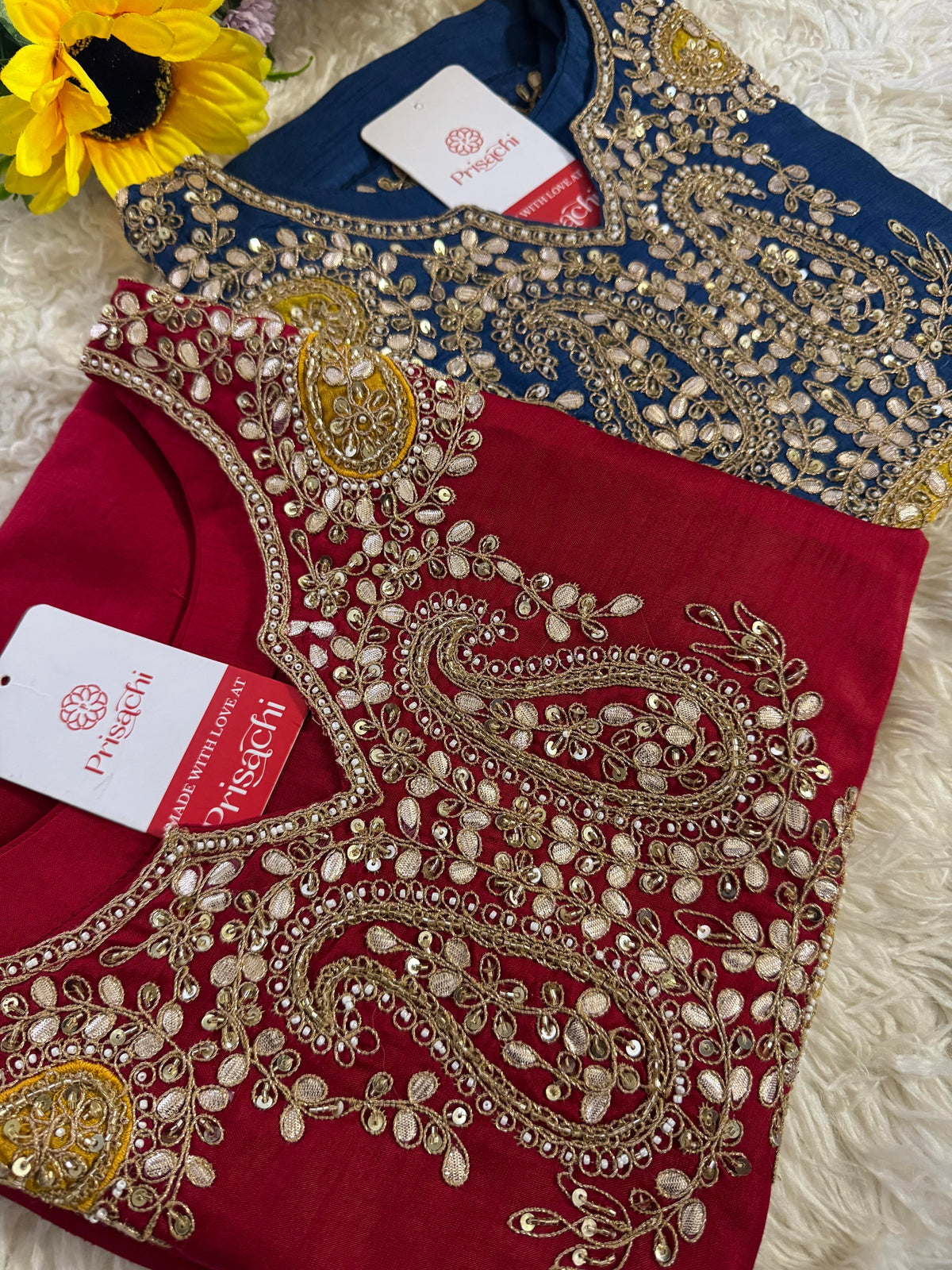 Blue Designer Embroidered kurta pant with dupatta.