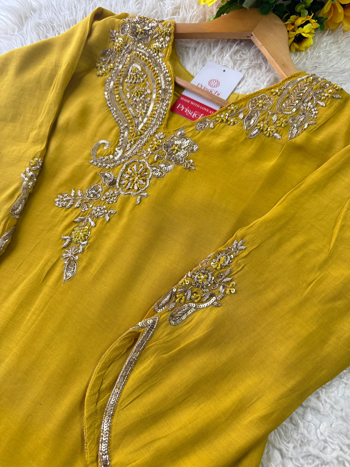 Prisachi Designer Embroidered kurta set with pant with dupatta