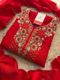 Designer Zardozi Embroidered Kurta Set for Women with Pants & Dupatta | Traditional Ethnic Wear