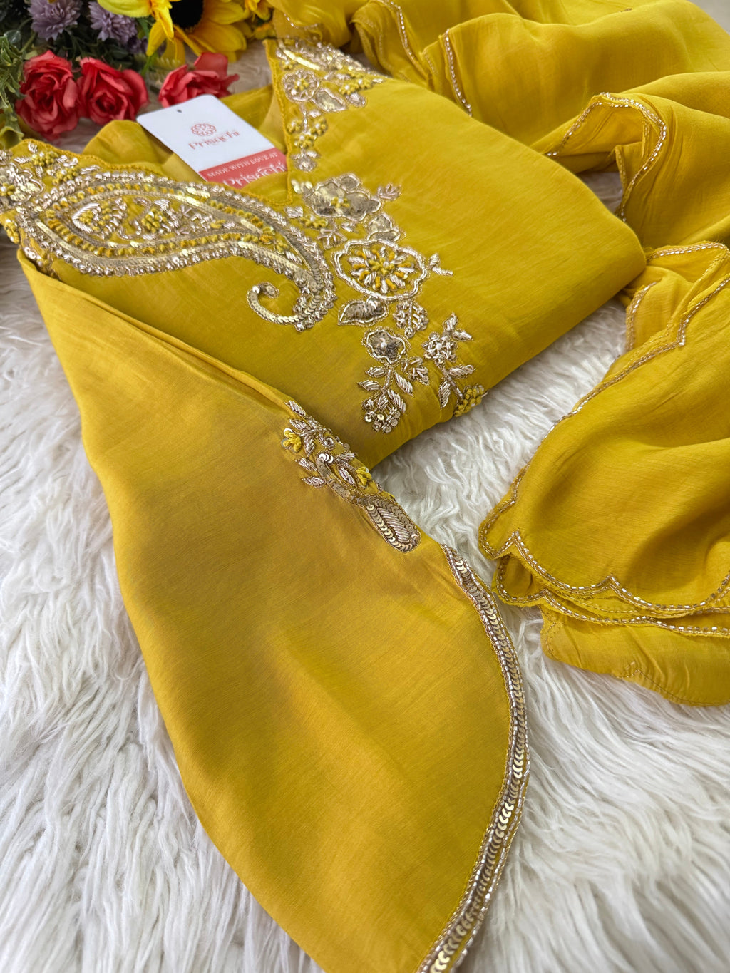 Prisachi Designer Embroidered kurta set with pant with dupatta