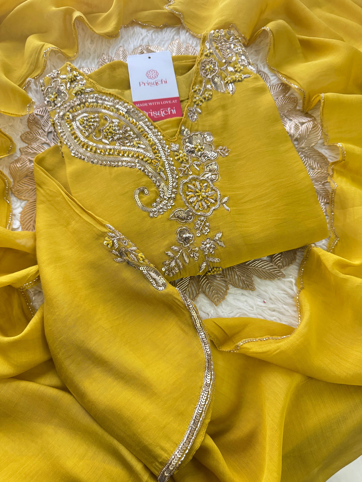 Prisachi Designer Embroidered kurta set with pant with dupatta