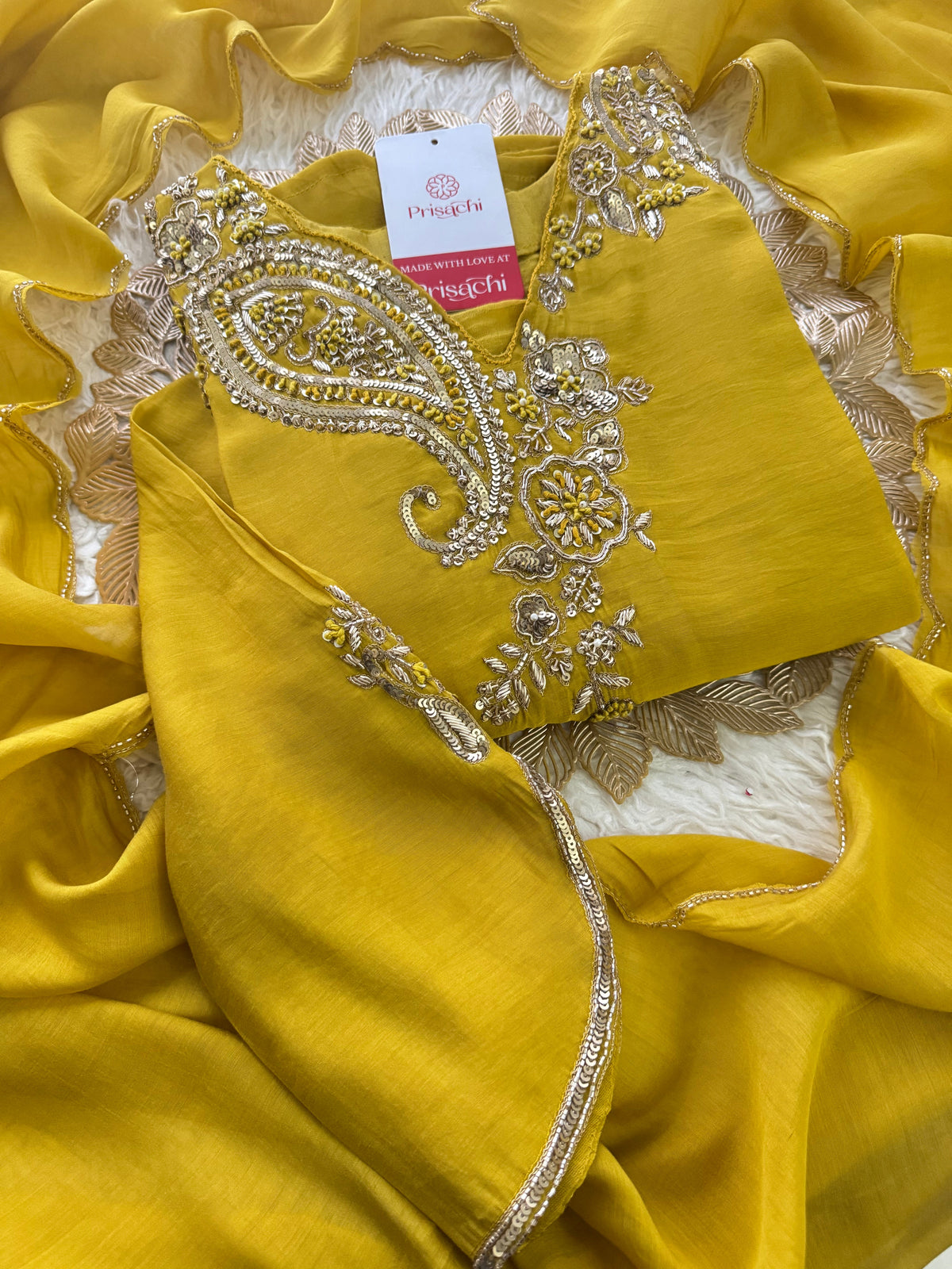 Prisachi Designer Embroidered kurta set with pant with dupatta