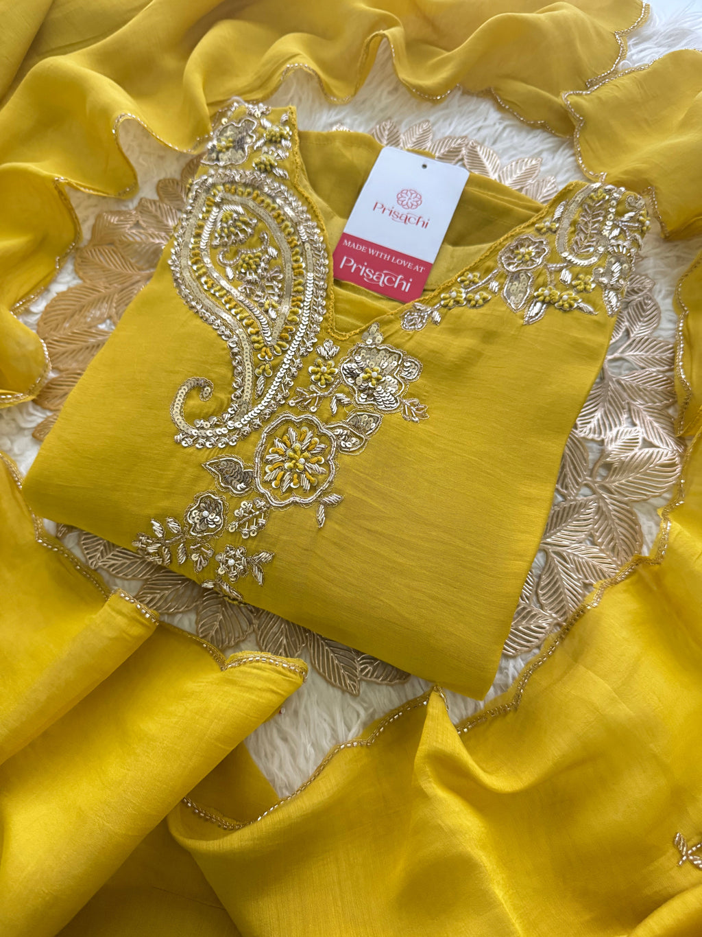 Prisachi Designer Embroidered kurta set with pant with dupatta
