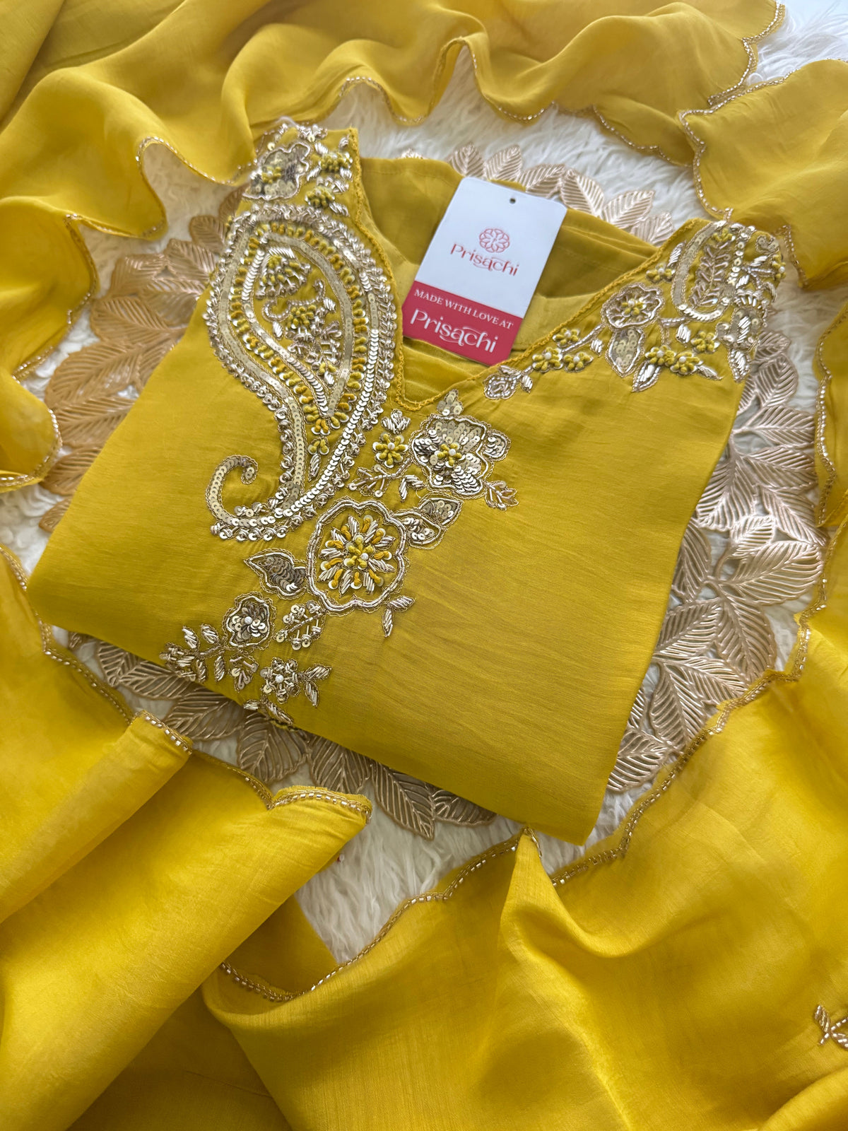 Prisachi Designer Embroidered kurta set with pant with dupatta