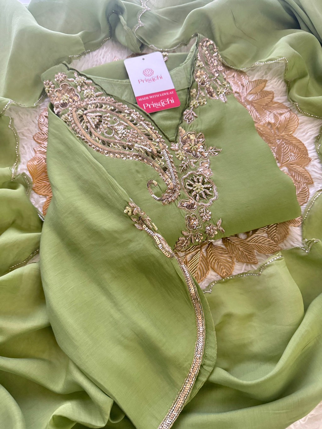 Prisachi Designer Embroidered kurta set with pant with dupatta