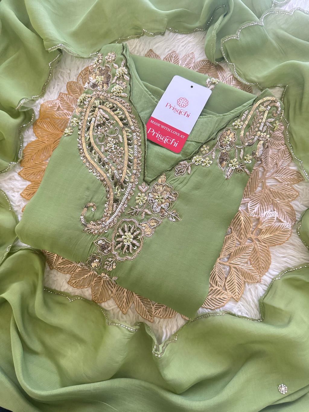 Prisachi Designer Embroidered kurta set with pant with dupatta
