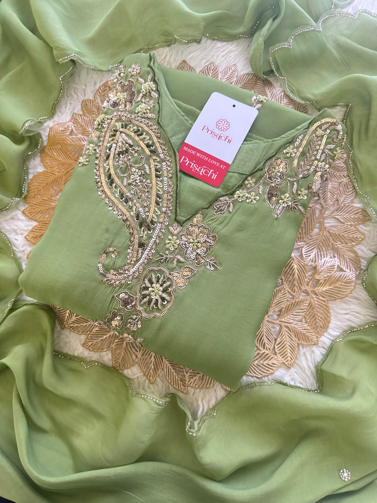 Prisachi Designer Embroidered kurta set with pant with dupatta