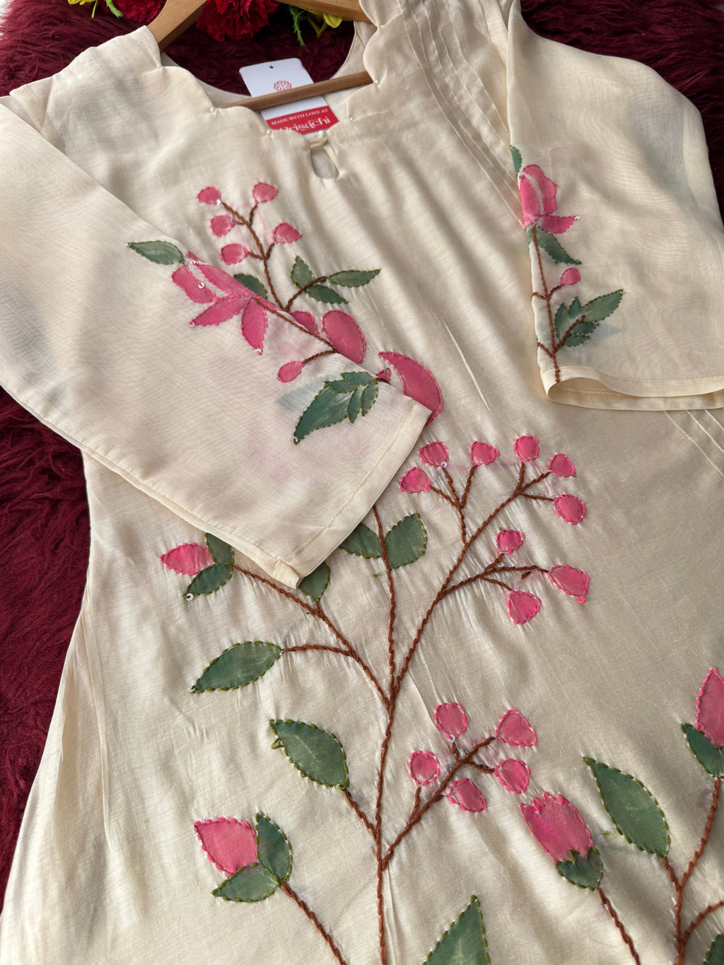 Designer Thread Embroidered A-Line Ethnic Kurta Set with Dupatta & Pant