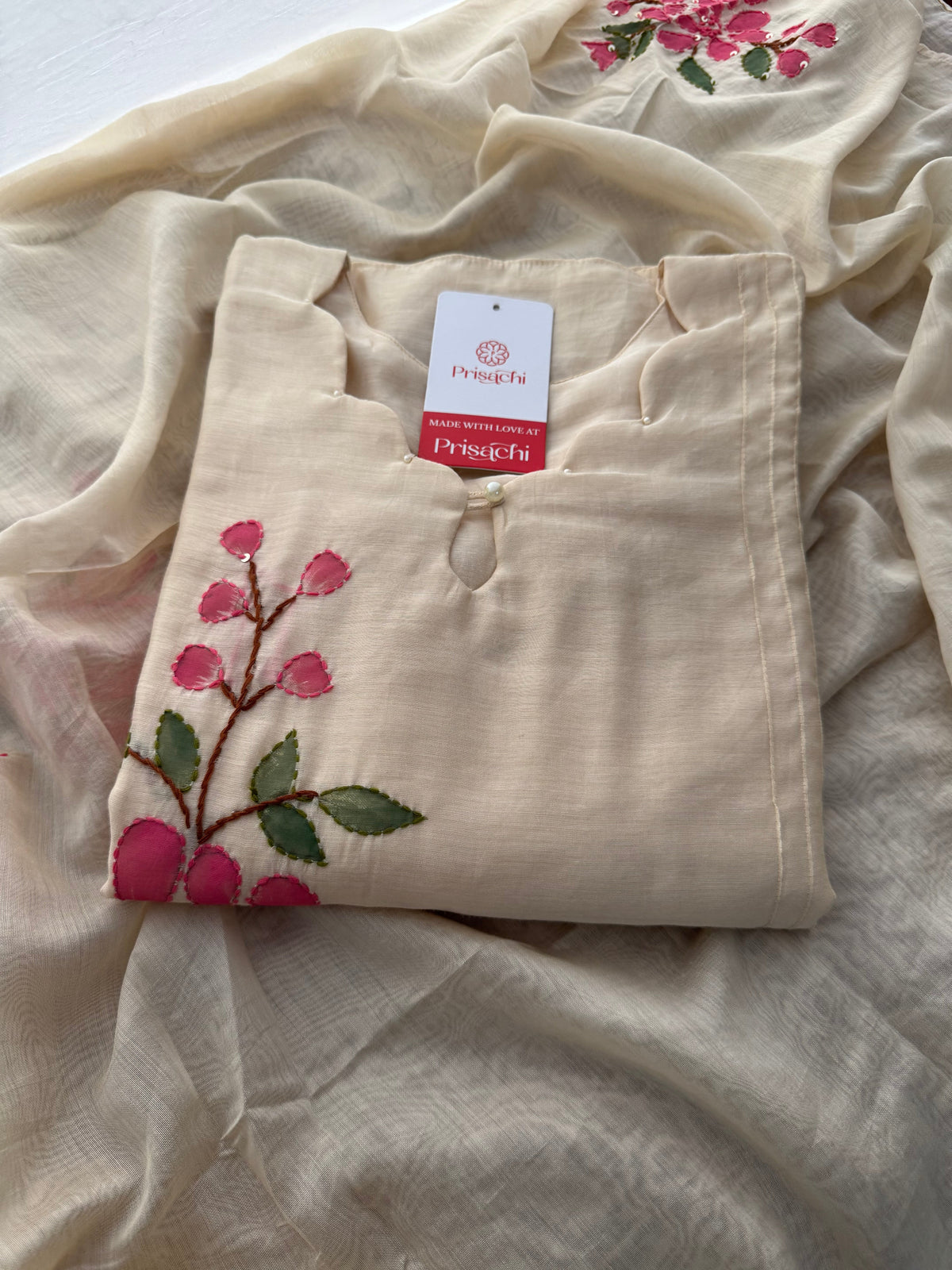 Designer Thread Embroidered A-Line Ethnic Kurta Set with Dupatta & Pant