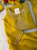 Yellow Embroidered Ethnic Kurta Set for Women with Pants & Dupatta | Party & Traditional Wear