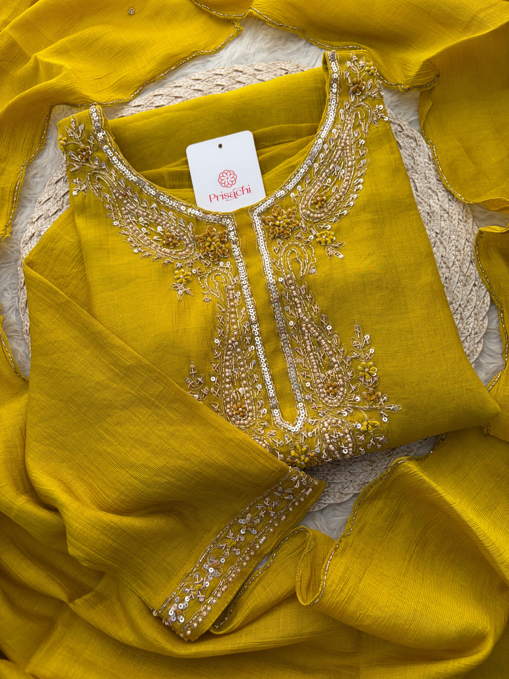 Yellow Embroidered Ethnic Kurta Set for Women with Pants & Dupatta | Party & Traditional Wear