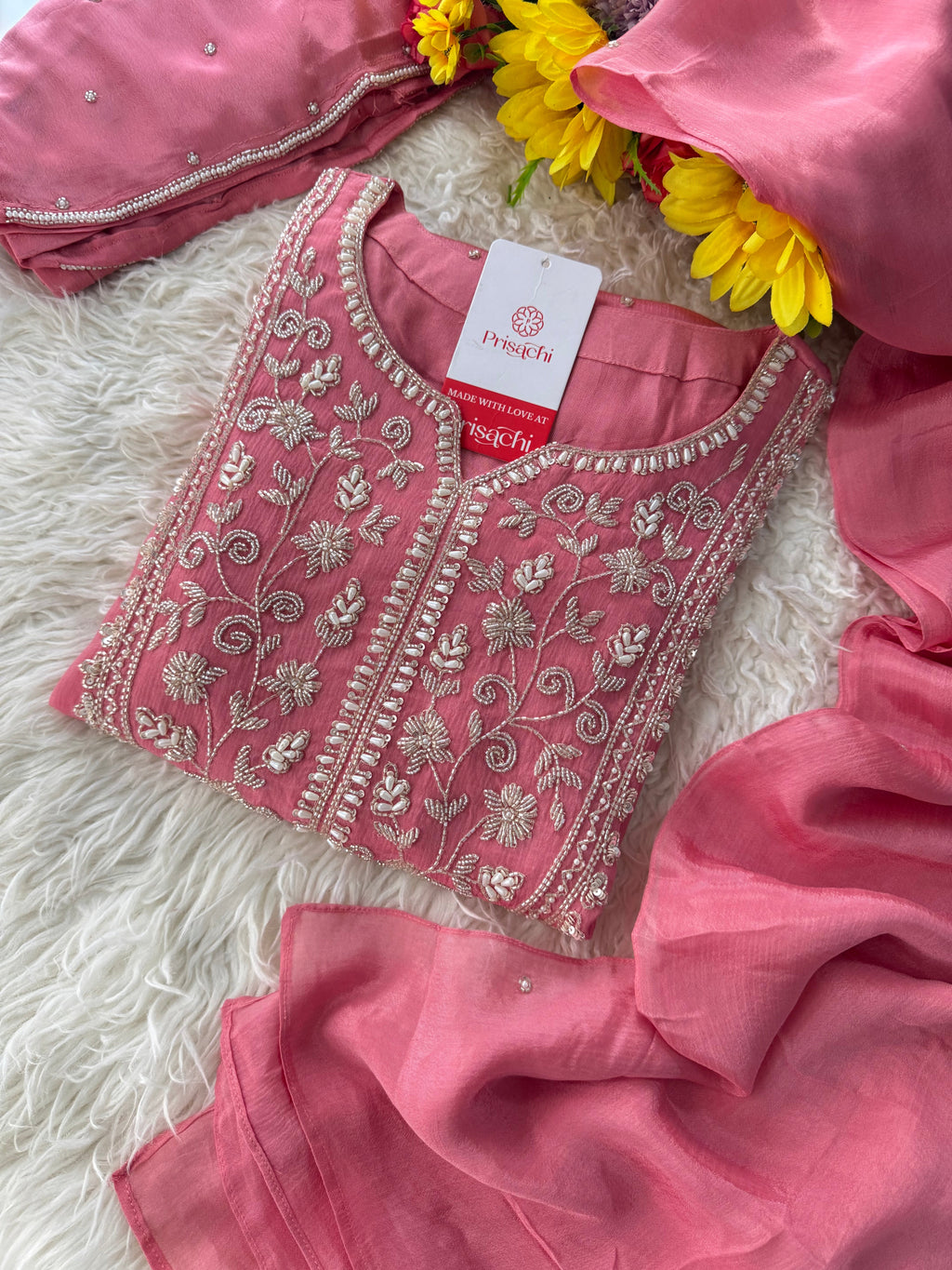 Embroidered Ethnic Kurti Sharara Suit Set with Dupatta for Women