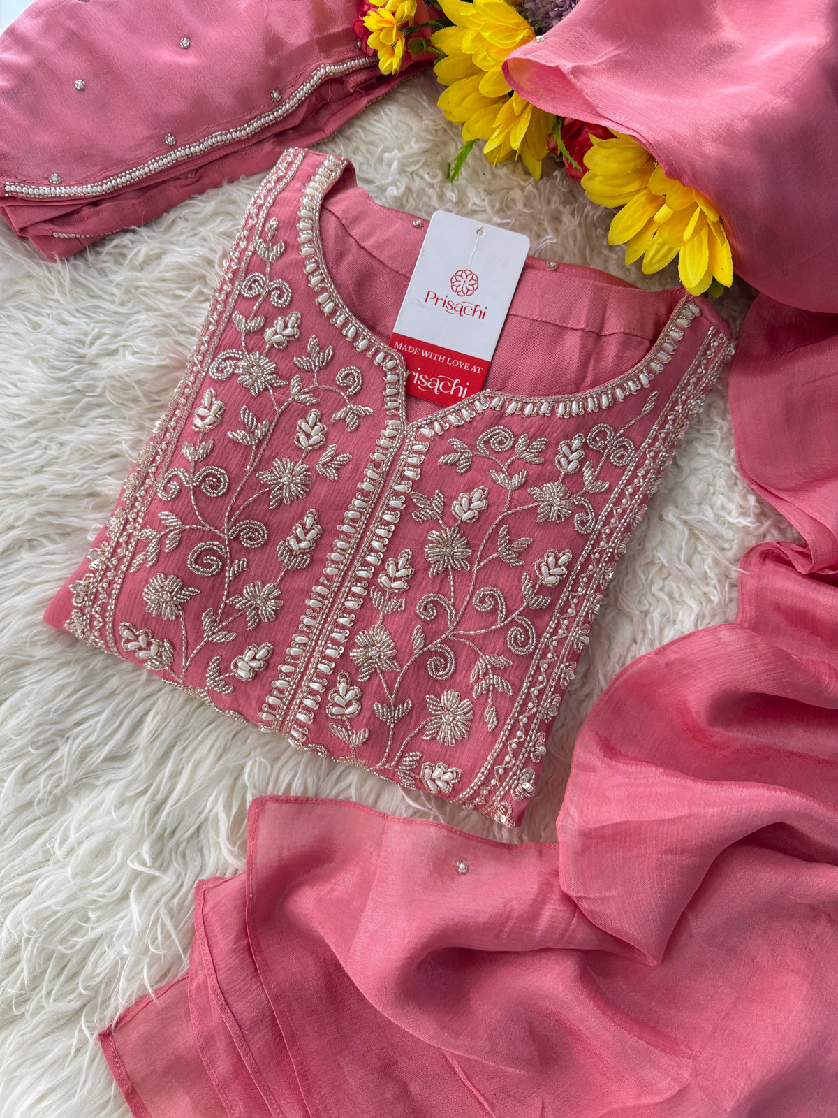 Embroidered Ethnic Kurti Sharara Suit Set with Dupatta for Women