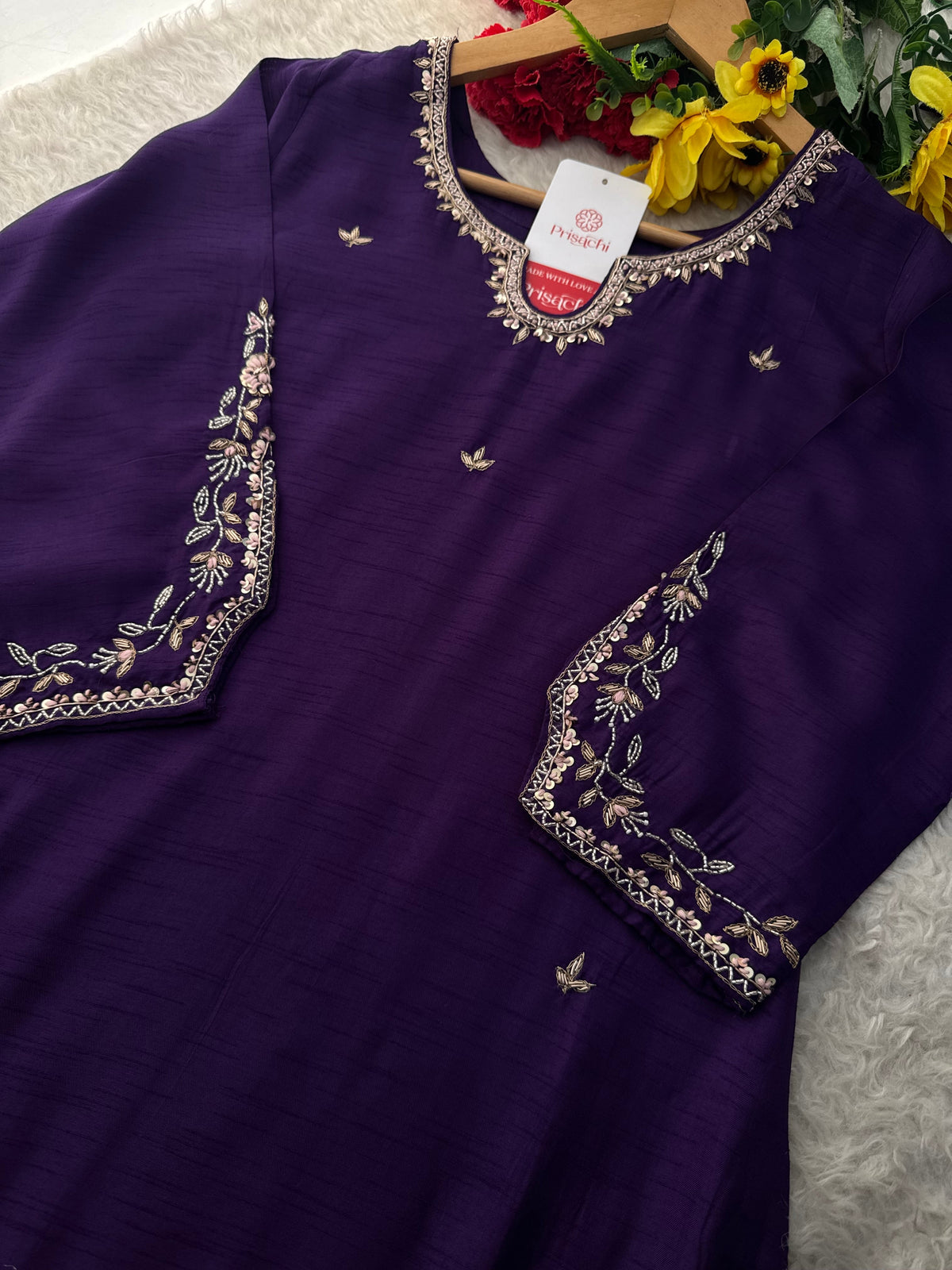 Orange Designer Embroidered Kurta Set with Pants & Dupatta Ethnic Wear