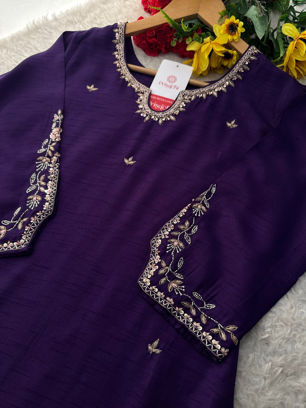 Orange Designer Embroidered Kurta Set with Pants & Dupatta Ethnic Wear