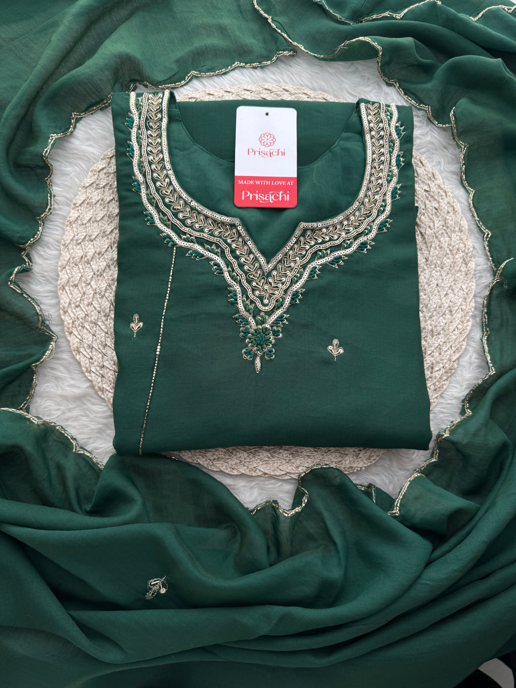 Pink Embroidered A-Line kurta set with dupatta and Pant