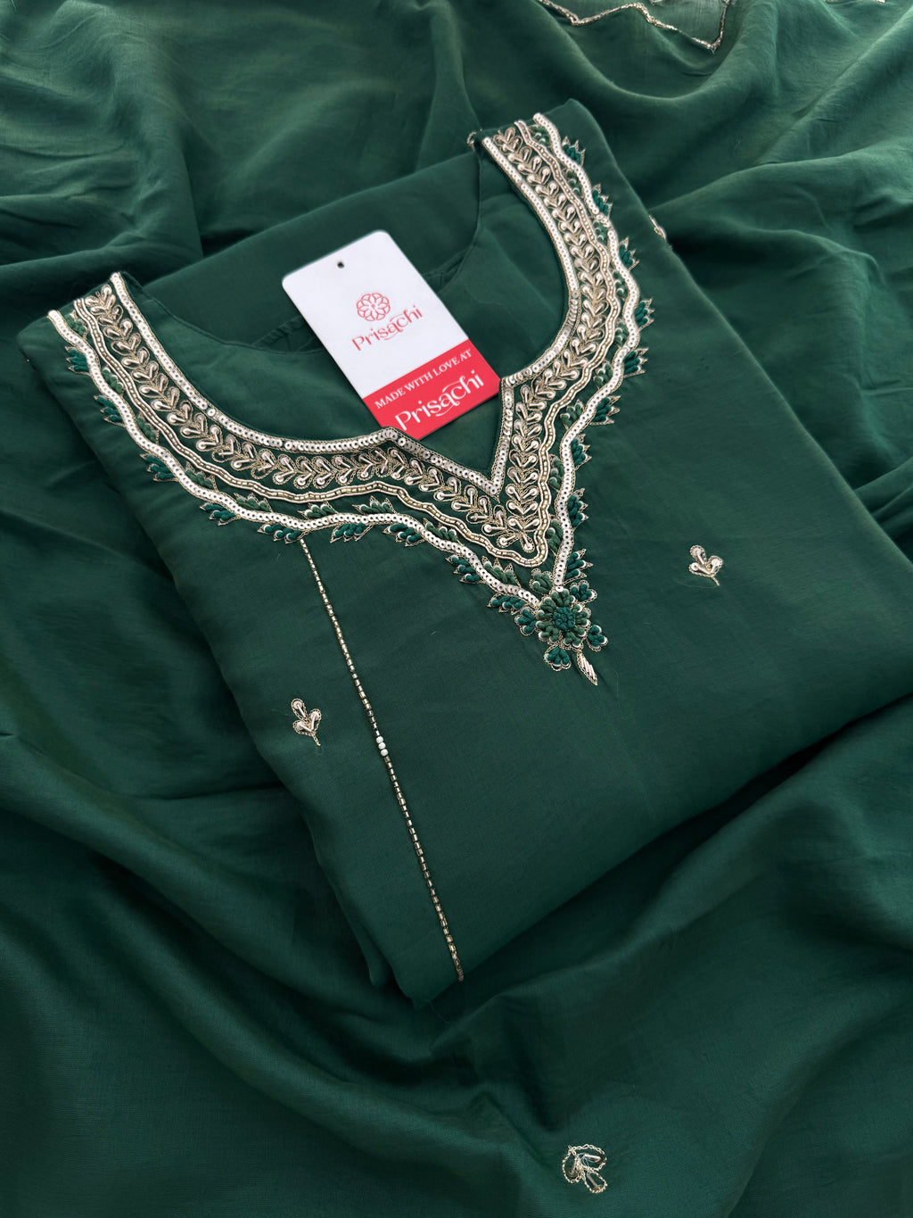 Pink Embroidered A-Line kurta set with dupatta and Pant