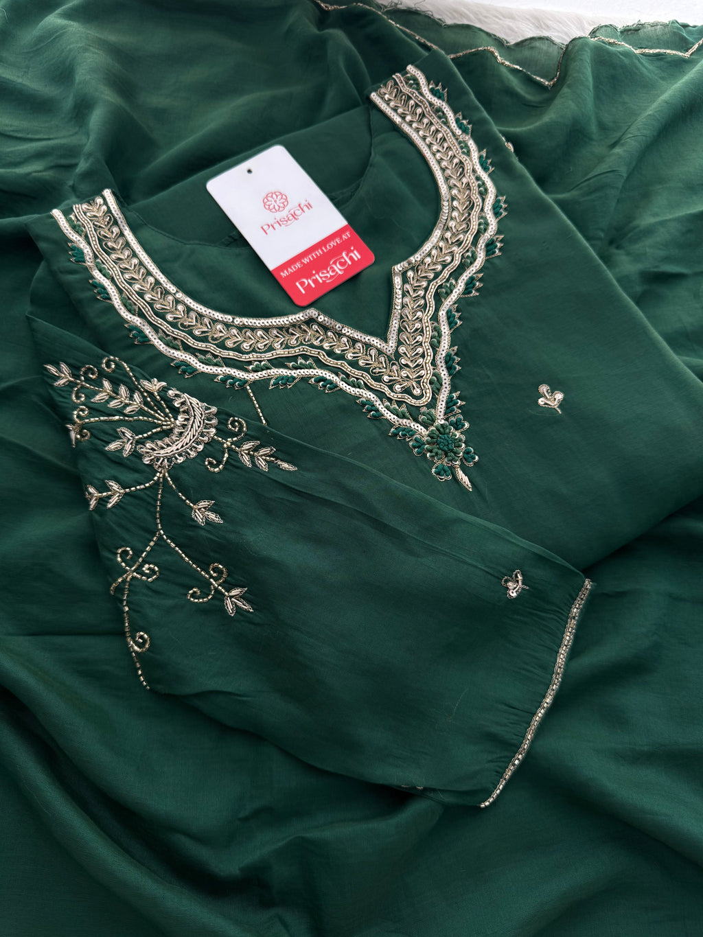 Pink Embroidered A-Line kurta set with dupatta and Pant