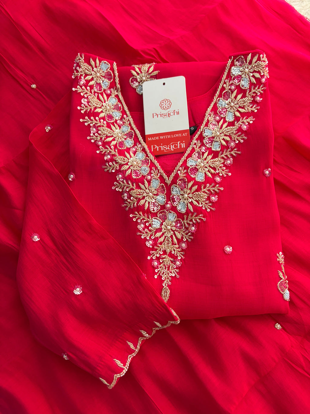 Pink Zardozi Embroidered Ethnic Kurta Set for Women with Dupatta & Pants | Festive Party Wear Suit Set