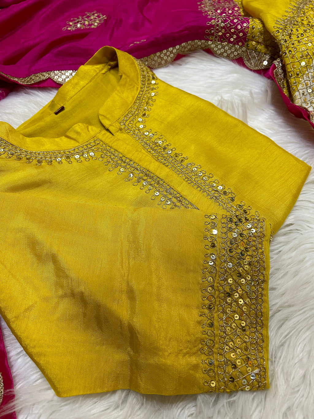 Mustard Yellow Embroidered Silk Kurta with Straight Pant & Vibrant Multicolor Dupatta Set