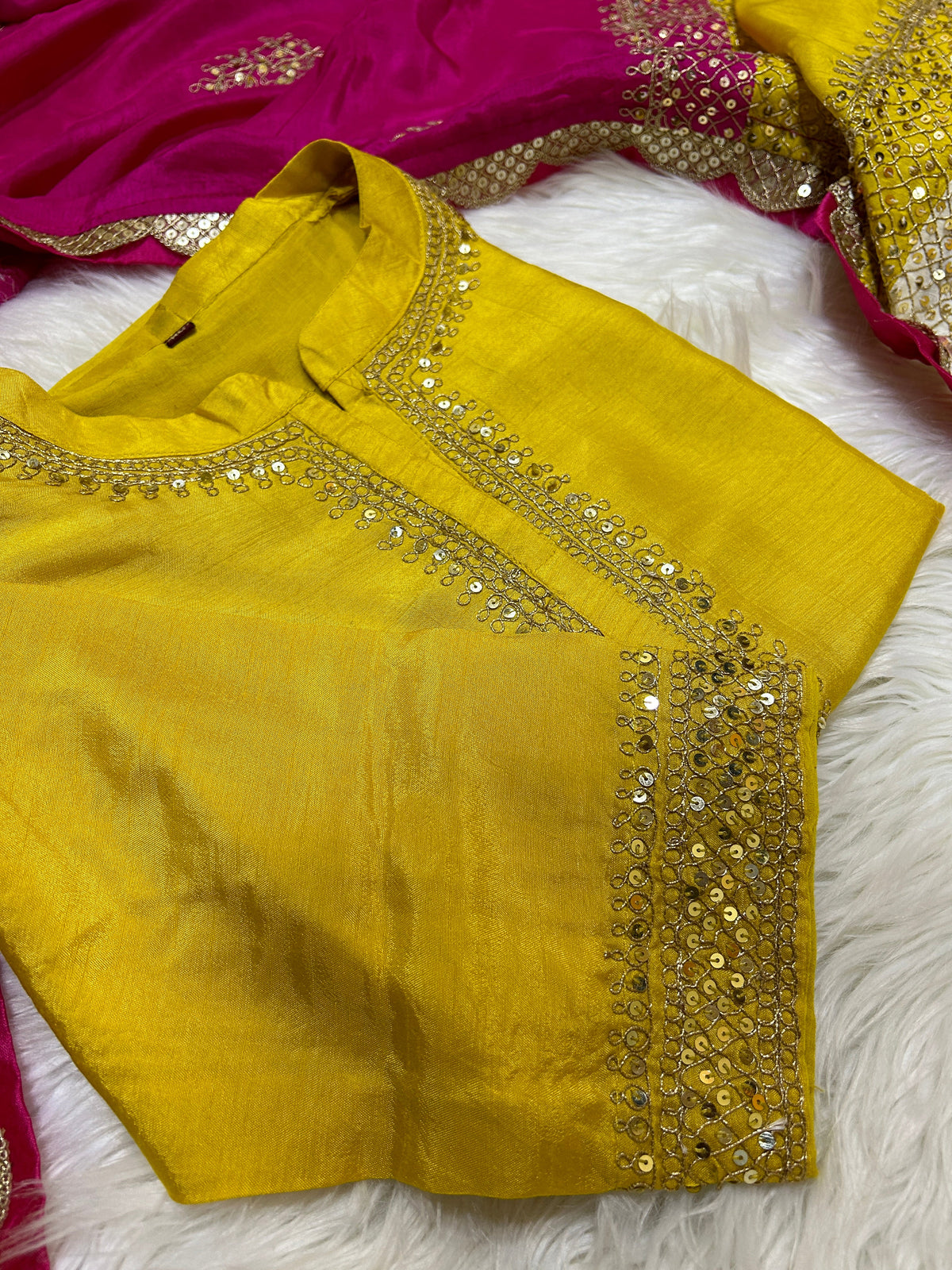 Mustard Yellow Embroidered Silk Kurta with Straight Pant & Vibrant Multicolor Dupatta Set