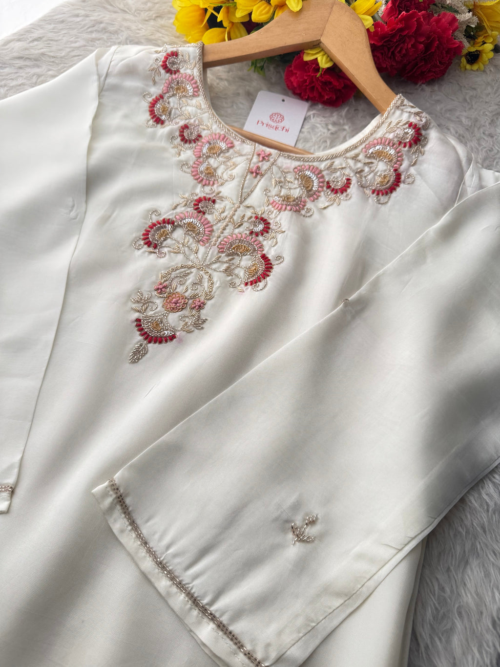 Purple Zardozi Embroidered Kurta Set with Dupatta & Pants for Women | Designer Ethnic Suit Set