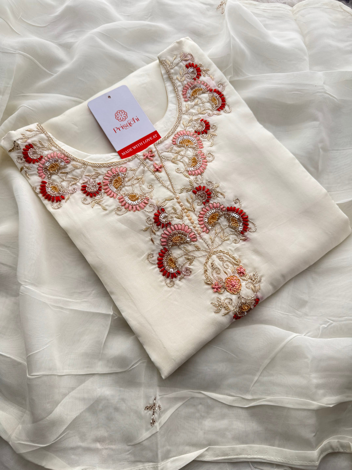 Designer Zardozi Embroidered Kurta Set with Dupatta & Pants for Women | Traditional Ethnic Suit Set
