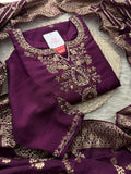 Purple Zardozi Embroidered Kurta Set with Pants & Dupatta for Women | Designer Festive & Wedding Wear