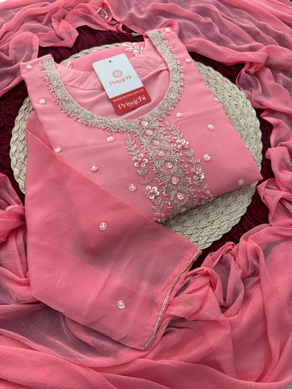 Pink Zardozi Embroidered Kurti Sharara Set with Dupatta | Designer Ethnic Suit Set