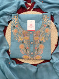 Blue Zardozi Embroidered Kurta Set with Pants & Dupatta for Women | Ethnic Festive & Wedding Wear