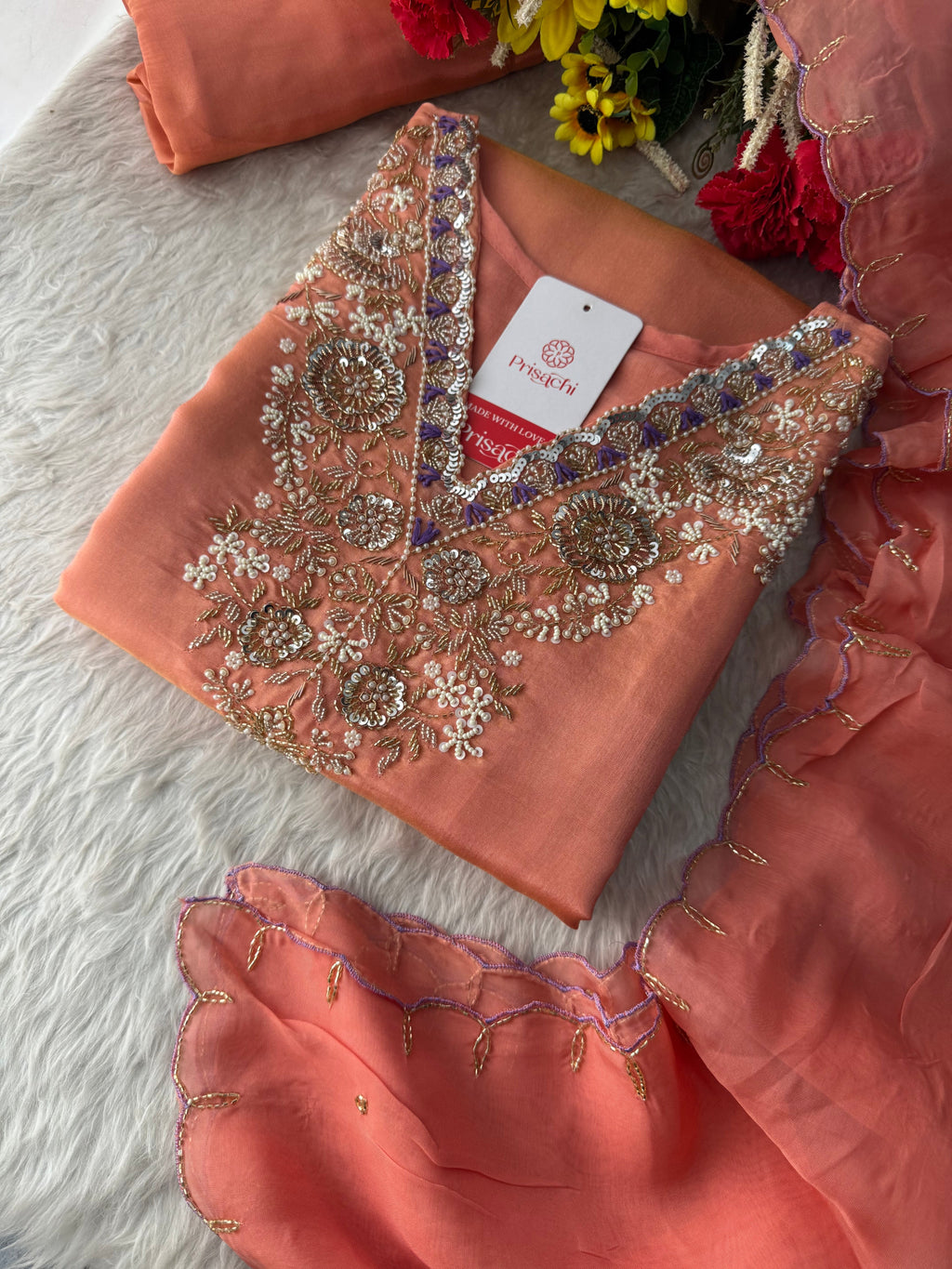 Designer Zardozi Embroidered Kurta Set with Pants & Dupatta for Women | Traditional Ethnic Party Wear Suit Set